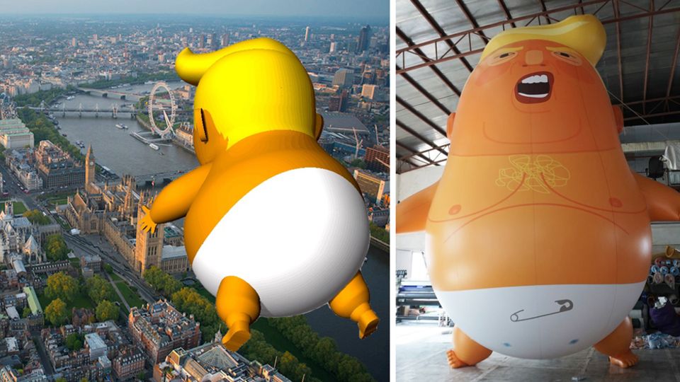 Baby-Trump-Ballon darf während des Staatsbesuchs über London schweben Baby-Trump-Ballon darf während des Staatsbesuchs über London schweben