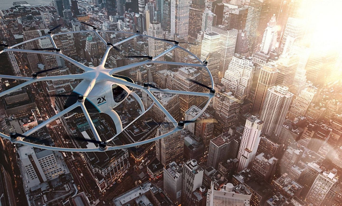Der Volocopter fliegt aktuell etwa 60 Meter hoch