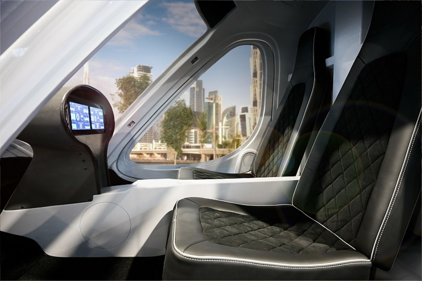 Die Passagiere sitzen im Volocopter bequem