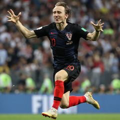 Luka Modric jubelt - mit Kroatien erreicht er das Finale der Fußball-WM in Russland