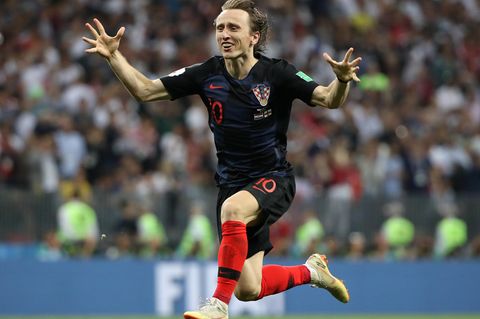 Luka Modric jubelt - mit Kroatien erreicht er das Finale der Fußball-WM in Russland