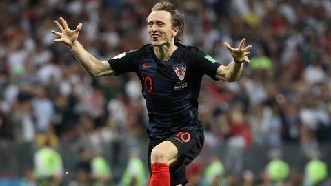 Luka Modric jubelt - mit Kroatien erreicht er das Finale der Fußball-WM in Russland