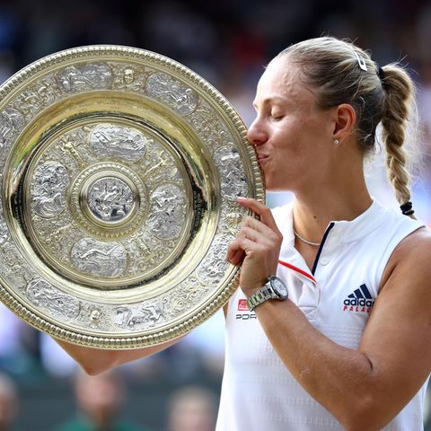 Angelique Kerber bei ihrem ersten Erfolg beim Tennis-Grand-Slam-Turnier in Wimbledon
