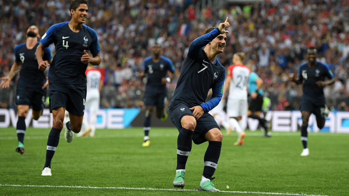 Antoine Griezmann bei seinem kuriosen Jubel im WM-Finale