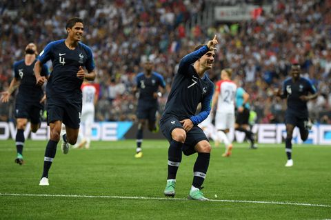 Antoine Griezmann bei seinem kuriosen Jubel im WM-Finale