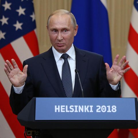 Wladimir Putin bei der Pressekonferenz nach seinem Gespräch mit Donald Trump 