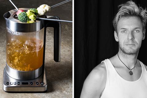 Suppenfondue im Wasserkocher und ein Porträt von Thomas Götz von Aust