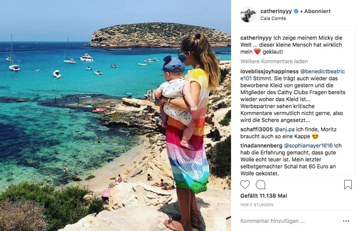 Nochmal Ibiza: Dort macht Cathy Hummels zusammen mit Ehemann Mats und Sohn Ludwig Familienurlaub.
