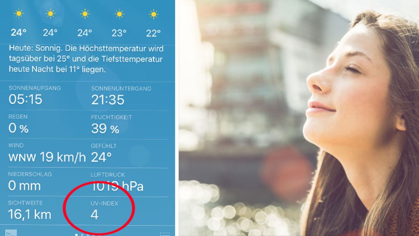Screenshit eines UV-Index in einer Wetter-App