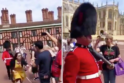 London: Royal Guard der Queen schubst posierende Touristin rabiat weg