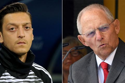 Mesut Özil (l.) erhält Rückendeckung von Wolfgang Schäuble