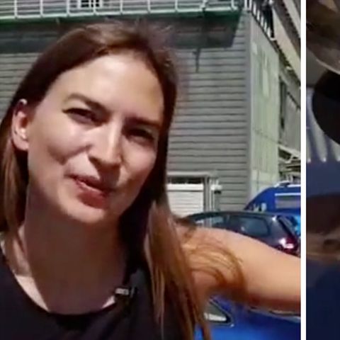 Links lächelt eine junge Frau in die Kamera, rechts liegen zwei rohe Eier auf einem schwarzen Autodach