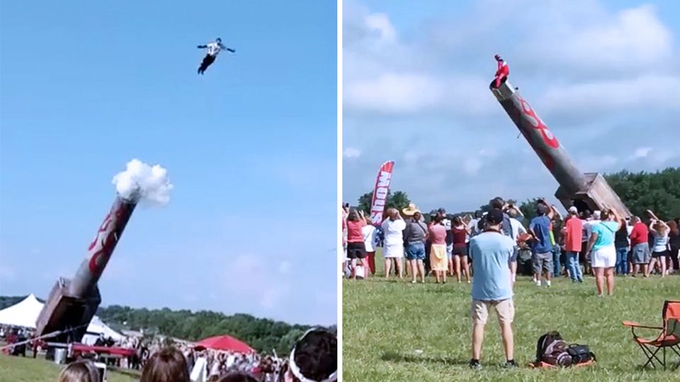 Menschliche Kanonenkugel: Spektakuläre Stuntshow: Kameramann patzt im entscheidenden Moment Menschliche Kanonenkugel: Spektakuläre Stuntshow: Kameramann patzt im entscheidenden Moment
