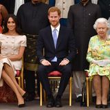 Meghan Markle, Prinz Harry, Queen Elizabeth II.