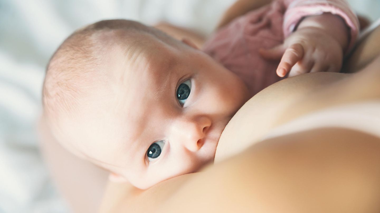 Ein Baby wird gestillt