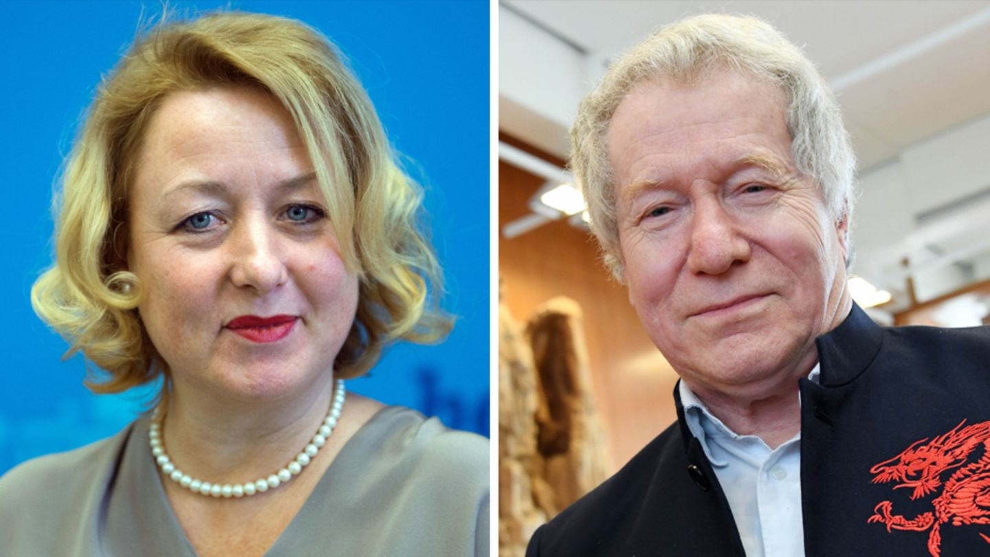 Die Berliner Senatssprecherin Claudia Sünder und der Schriftsteller Hans-Joachim Lehmann