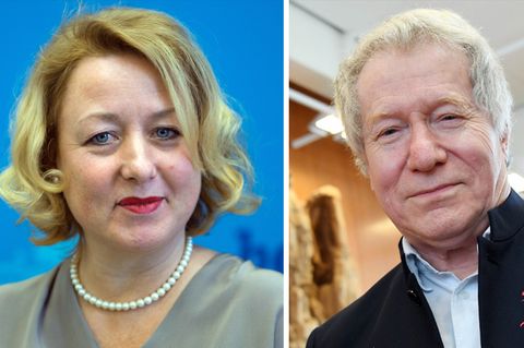 Die Berliner Senatssprecherin Claudia Sünder und der Schriftsteller Hans-Joachim Lehmann