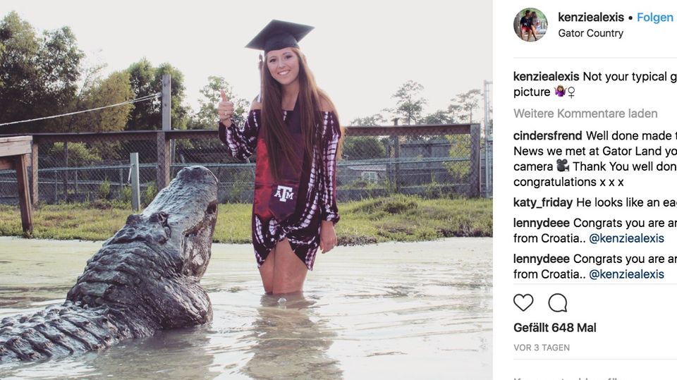 Makenzie Noland auf einem Bild mit einem Alligator auf Instagram