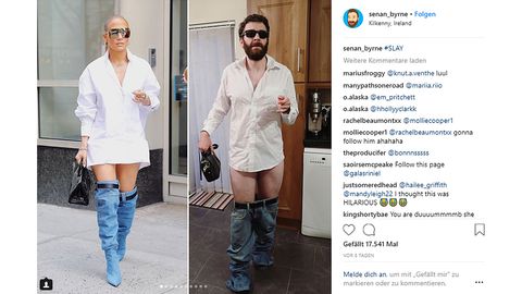 Schräges Designer-Outfit: Jennifer Lopez lässt die Hosen runter - und dieser Comedian veräppelt sie