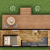 Die Terrasse vergrößert das Haus weiter. 