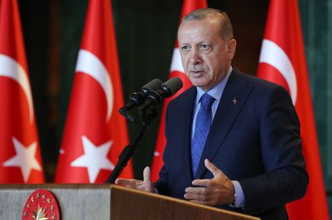 Der türkische Präsident Recep Tayyip Erdogan bei einer Rede am Montag in Ankara