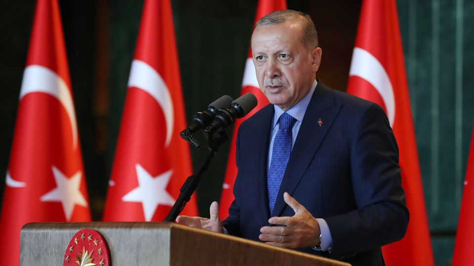 Der türkische Präsident Recep Tayyip Erdogan bei einer Rede am Montag in Ankara