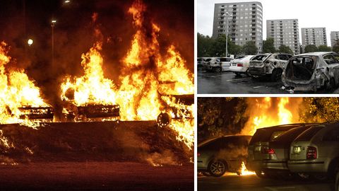 Fast 90 Autos gingen in der Nacht in Schweden in Flammen auf