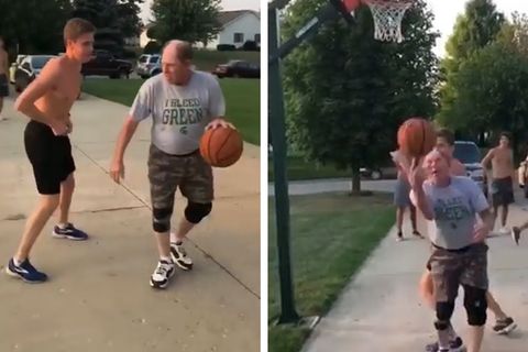 Opa hat's drauf: Ganz lässig: Basketball-Opa trickst Freund seines Enkels aus
