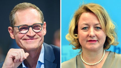 Berlins Regierender Bürgermeister (SPD) Michael Müller und seine Sprecherin Claudia Sünder