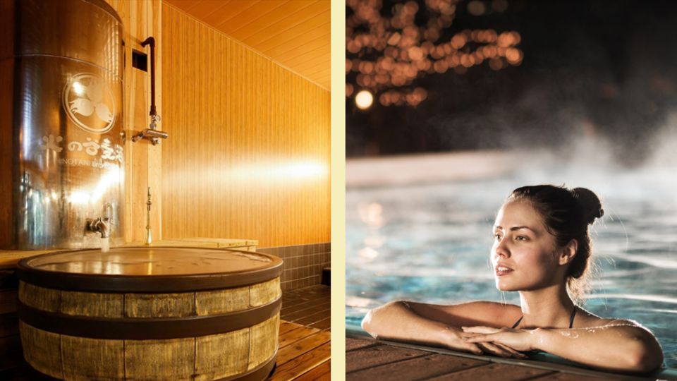 Baden in Bier? In Japan geht's. Frau in Pool