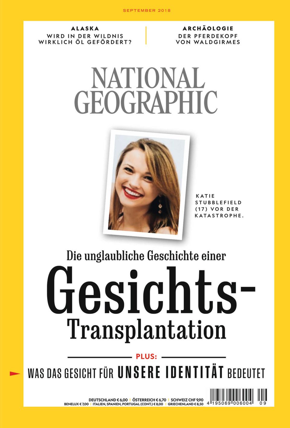 Cover der deutschen National Geographic September Katies Geschichte ist schwer zu verkraften, sie ist unglaublich – und sie zeigt den puren menschlichen Überlebenswillen