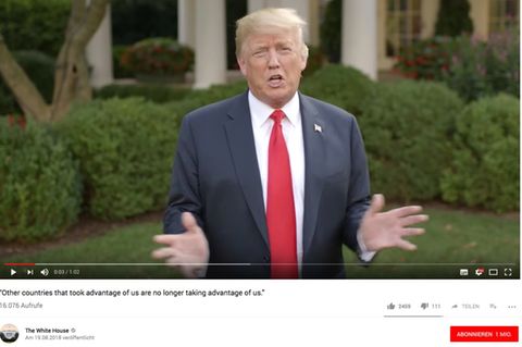 "Euer Präsident weiß, was er tut" : Donald Trump redet sich auf Youtube seine Handelspolitik schön – und ignoriert die Fakten