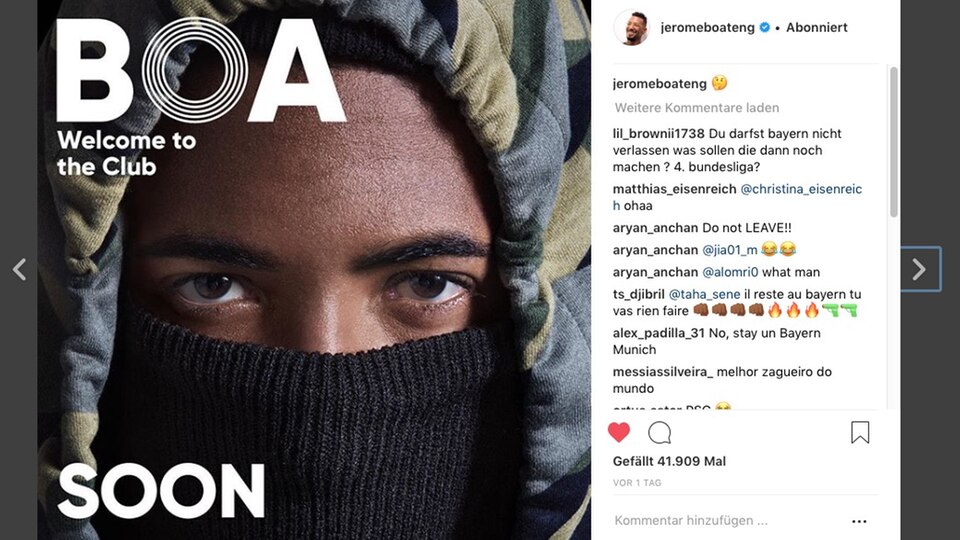 "BOA": Mit einem Instagram-Post lieferte Boateng bereits einen Hinweis auf sein neues Projekt - ohne Details zu nennen Mit einem Instagram-Post lieferte Boateng bereits einen Hinweis auf sein neues Projekt - ohne Details zu nennen