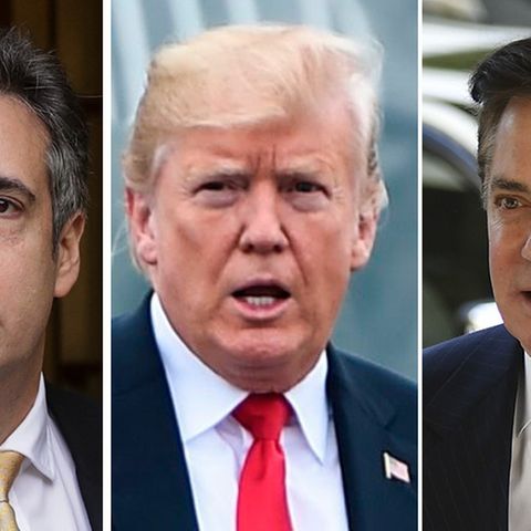 US-Präsident Donald Trump (M.), sein früherer Anwalt Michael Cohen (l.) und Ex-Wahlkampfmanager Paul Manafort