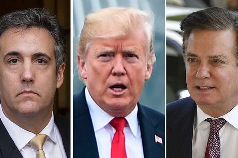 US-Präsident Donald Trump (M.), sein früherer Anwalt Michael Cohen (l.) und Ex-Wahlkampfmanager Paul Manafort