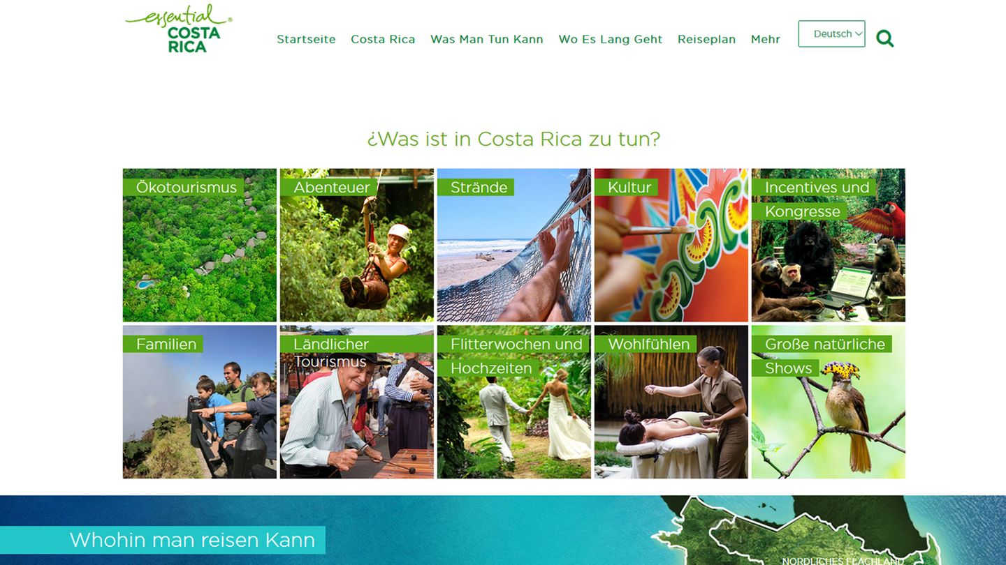 Infos  Die wichtigste und sehr ergiebige Quelle für Informationen in deutscher Sprache über Costa Rica ist unter www.visitcostarica.com/de zu finden. Auch die Website des Auswärtigen Amtes in Berlin vermittelt viel Wissenswertes über das Land.