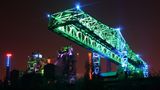 Der Landschaftspark Duisburg Nord bei Nacht, Teil der Deutschen Strasse der Industriekultur