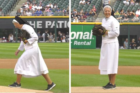 "First Pitch" der Extraklasse: Gottes rechter Arm? Nonne verblüfft mit grandiosem Baseball-Wurf