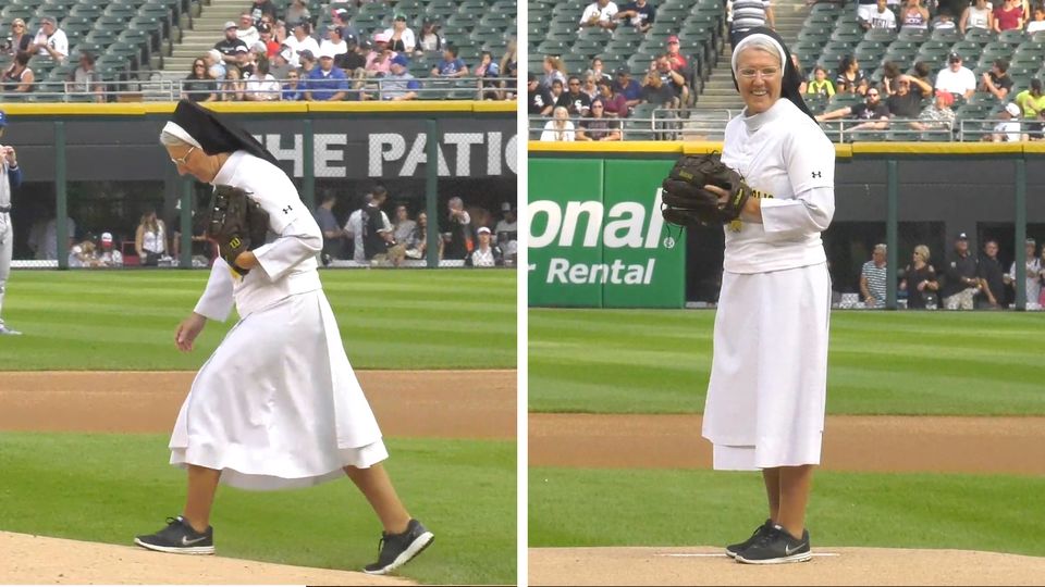 "First Pitch" der Extraklasse: Gottes rechter Arm? Nonne verblüfft mit grandiosem Baseball-Wurf "First Pitch" der Extraklasse: Gottes rechter Arm? Nonne verblüfft mit grandiosem Baseball-Wurf