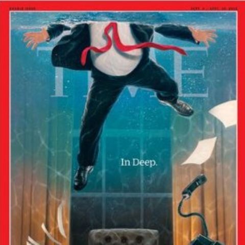 Heft-Cover: "Time"-Magazin zeigt: Donald Trump steht das Wasser bis zum Hals