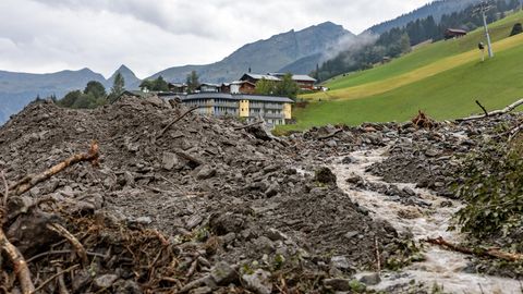 Schäden des Unwetters im Glemmtal bei Salzburg