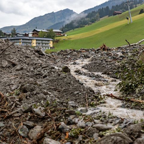 Schäden des Unwetters im Glemmtal bei Salzburg