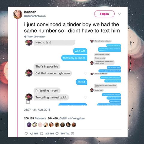 Tinder: Frau lässt Typen glauben, sie hätten dieselbe Nummer