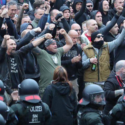 Die Innenstadt von Chemnitz am Karl-Marx-Monument am vergangenen Montag