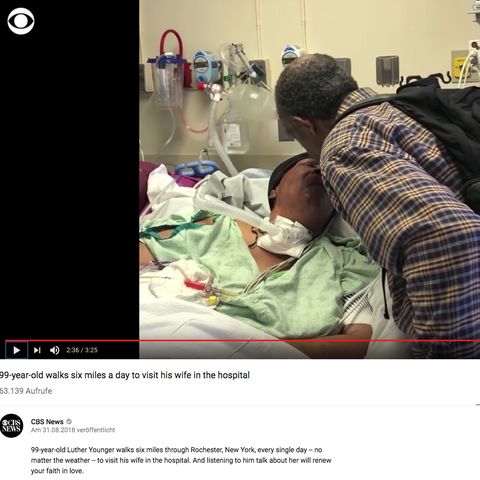 Screenshot des CBS-News-Videos: Krebskranke Waverlee und Luther Younger im Krankenhaus