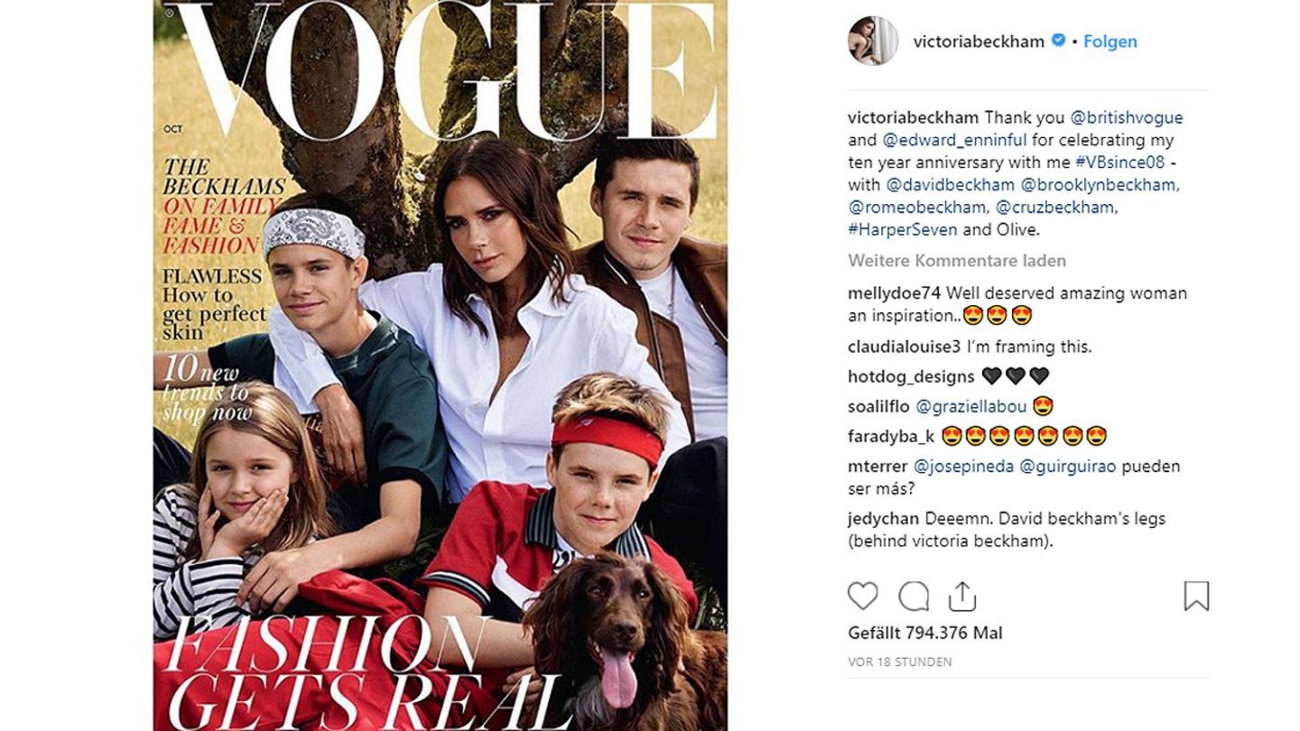 Victoria Beckham mit ihren Kindern Harper, Romeo, Brooklyn und Cruz (v.l.n.r.)