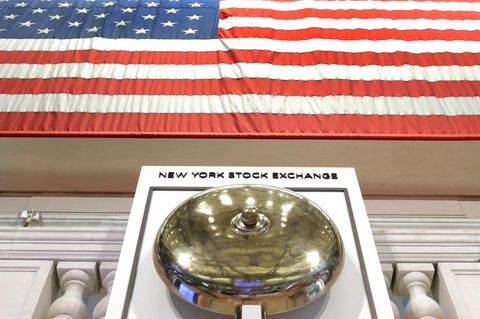 Die Glocke der New York Stock Exchange an der Wall Street