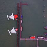 Hier sieht man sehr gut die Form der umgekehrten Delta-Flügel.