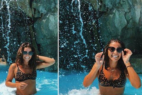 Sarah Lombardi: Im Leoparden-Bikini unterm Wasserfall im Kos-Urlaub