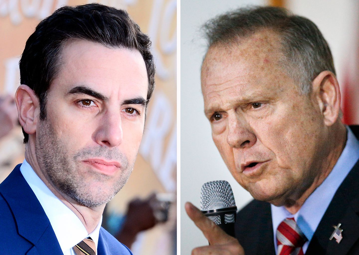 Komiker Sacha Baron Cohen (l.) und der ehemalige republikanische Kandidat für den US-Senat, Roy Moore